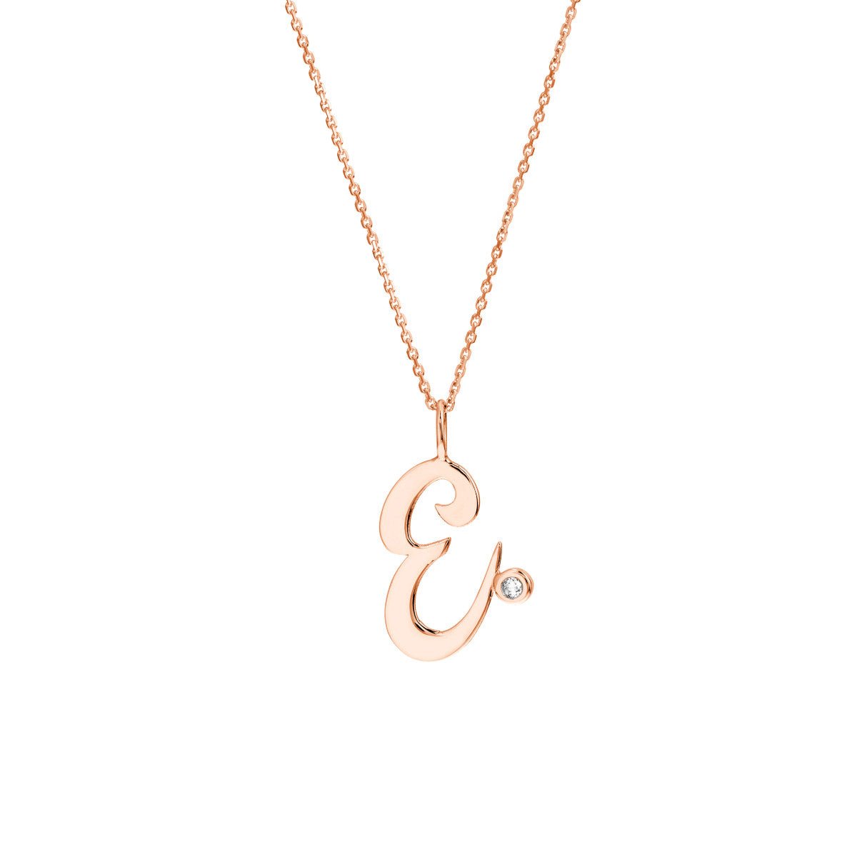 Birmingham Jewelry - 14K Gold Script Initial with Diamond Bezel Necklace - Birmingham Jewelry