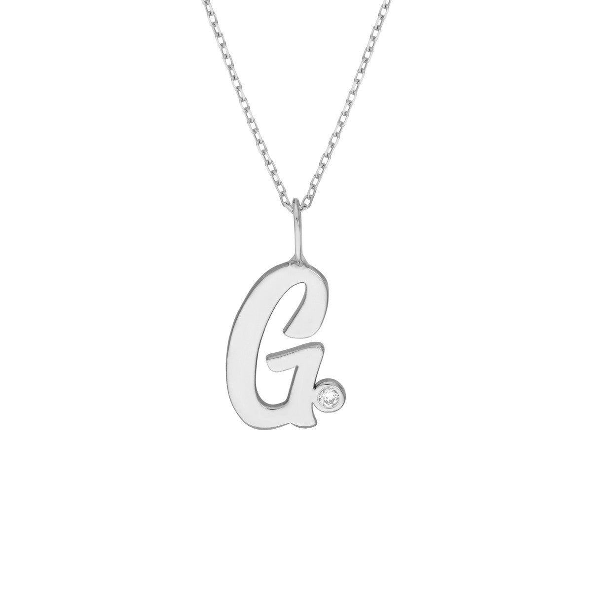 Birmingham Jewelry - 14K Gold Script Initial with Diamond Bezel Necklace - Birmingham Jewelry