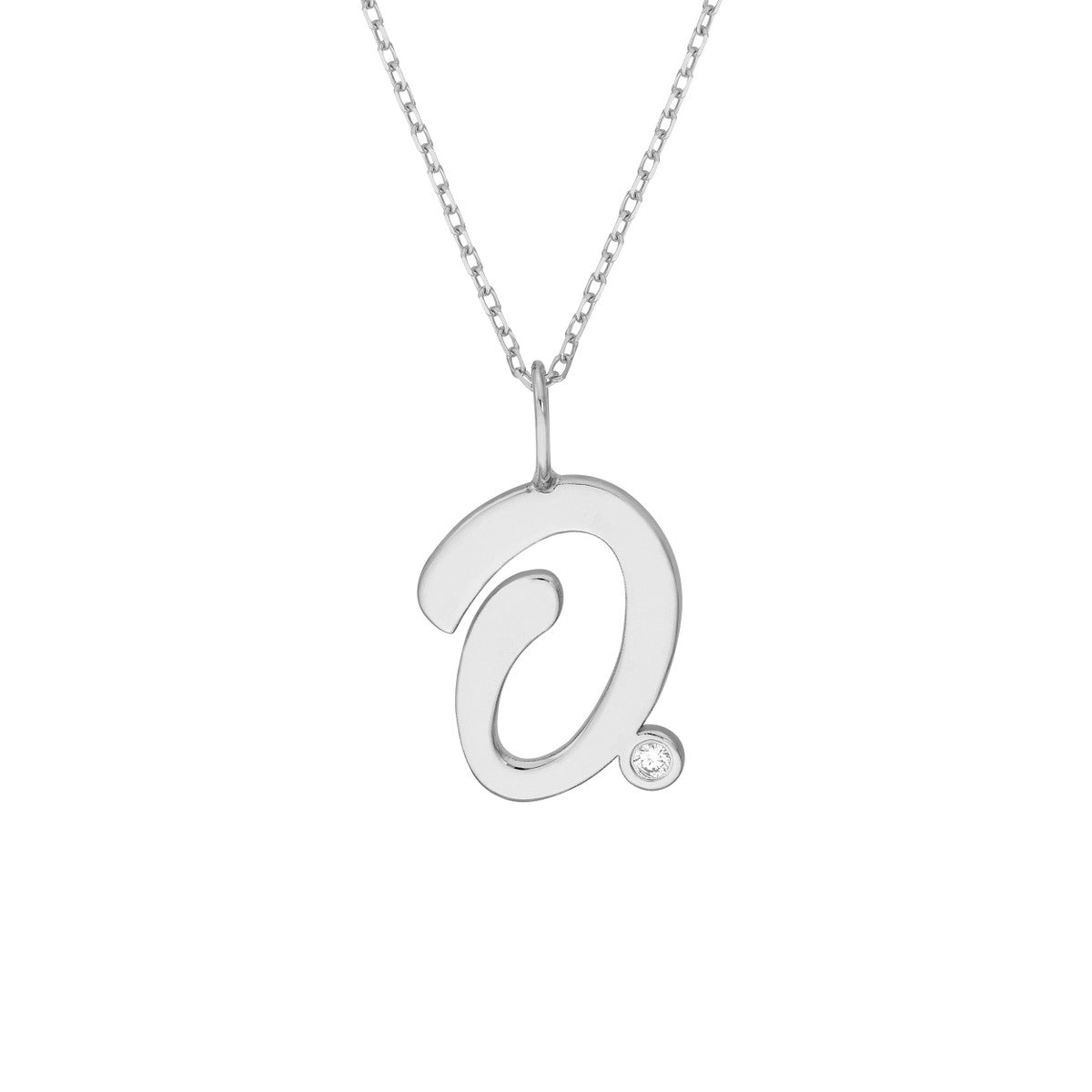 Birmingham Jewelry - 14K Gold Script Initial with Diamond Bezel Necklace - Birmingham Jewelry