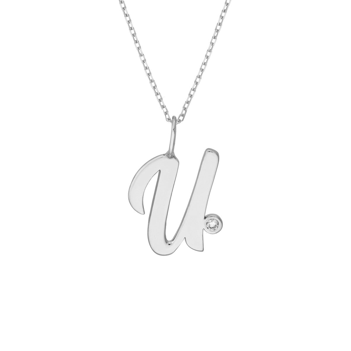 Birmingham Jewelry - 14K Gold Script Initial with Diamond Bezel Necklace - Birmingham Jewelry