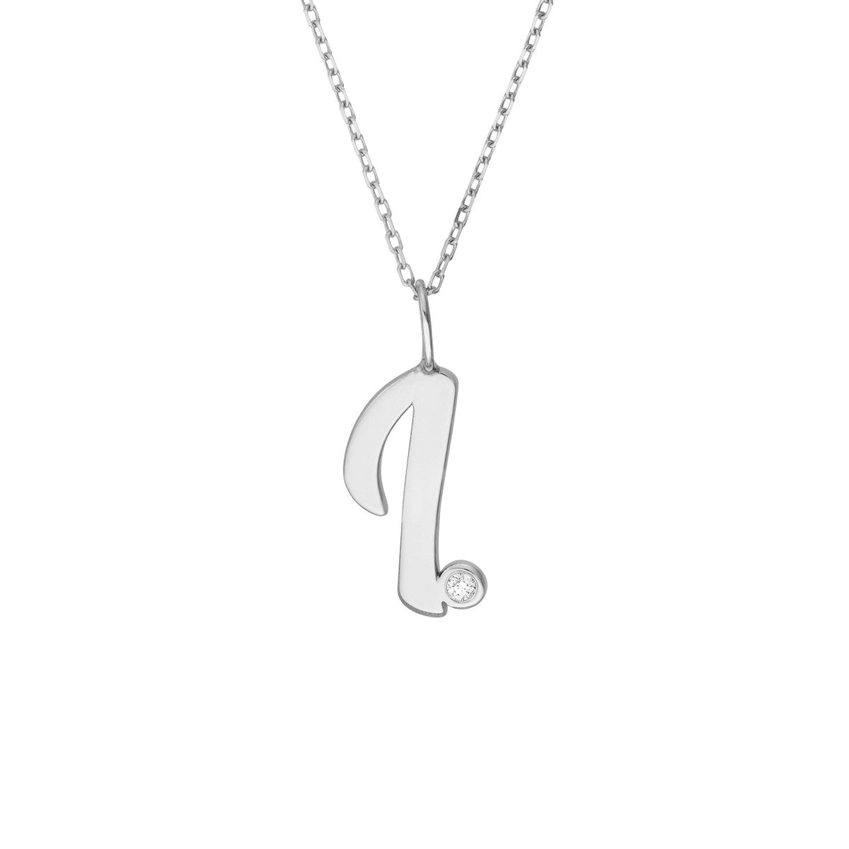 Birmingham Jewelry - 14K Gold Script Initial with Diamond Bezel Necklace - Birmingham Jewelry