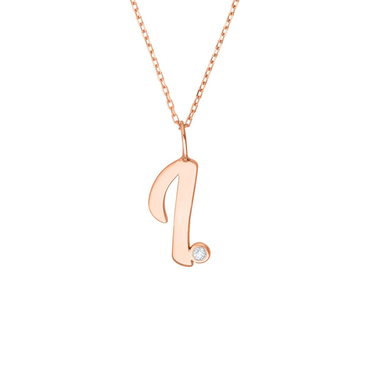 Birmingham Jewelry - 14K Gold Script Initial with Diamond Bezel Necklace - Birmingham Jewelry