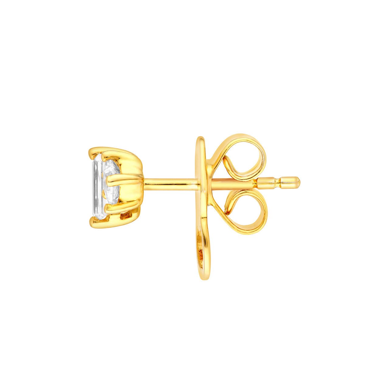 Birmingham Jewelry - 14K Gold Square Baguette Princess & Round Diamond Studs - Birmingham Jewelry