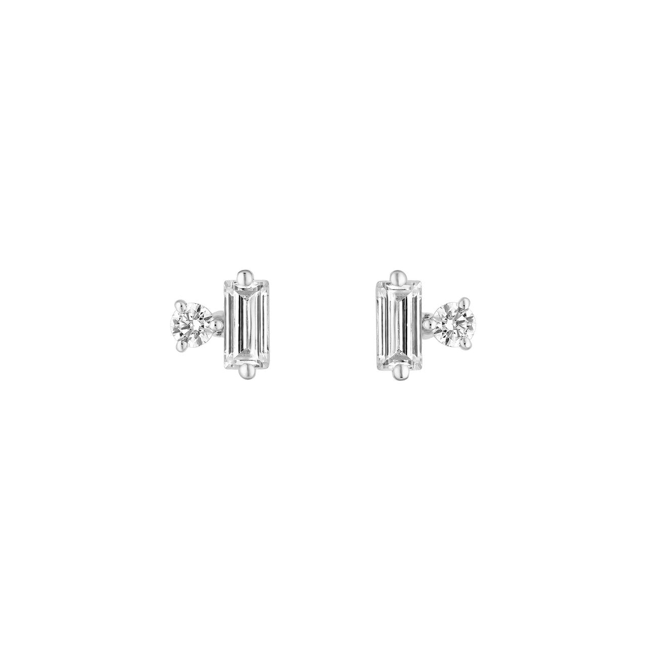 Birmingham Jewelry - 14K Gold Square Baguette & Round Diamond Earrings - Birmingham Jewelry