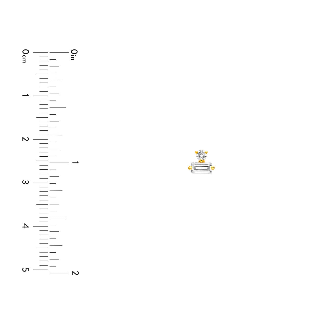 Birmingham Jewelry - 14K Gold Square Baguette & Round Diamond Earrings - Birmingham Jewelry