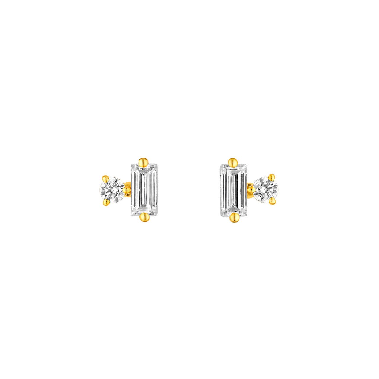 Birmingham Jewelry - 14K Gold Square Baguette & Round Diamond Earrings - Birmingham Jewelry