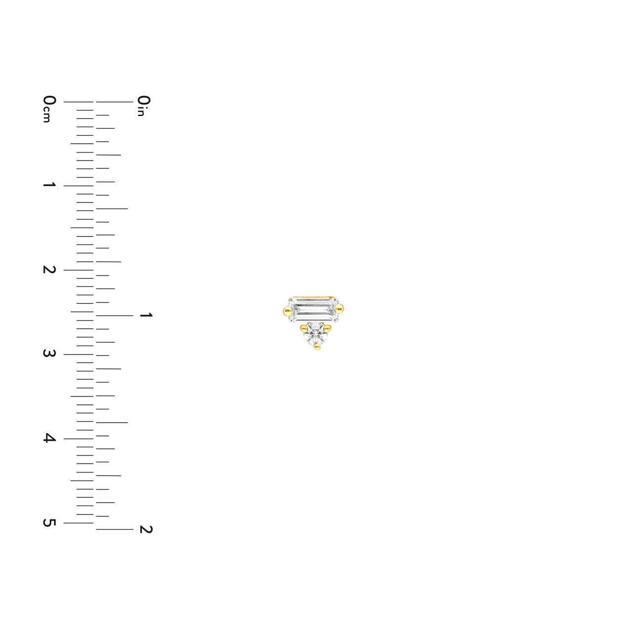 Birmingham Jewelry - 14K Gold Square Baguette & Round Diamond Stud Earrings - Birmingham Jewelry
