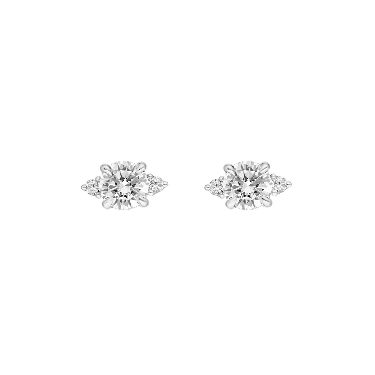 Birmingham Jewelry - 14K Gold Three Stone Round Diamond Earrings - Birmingham Jewelry