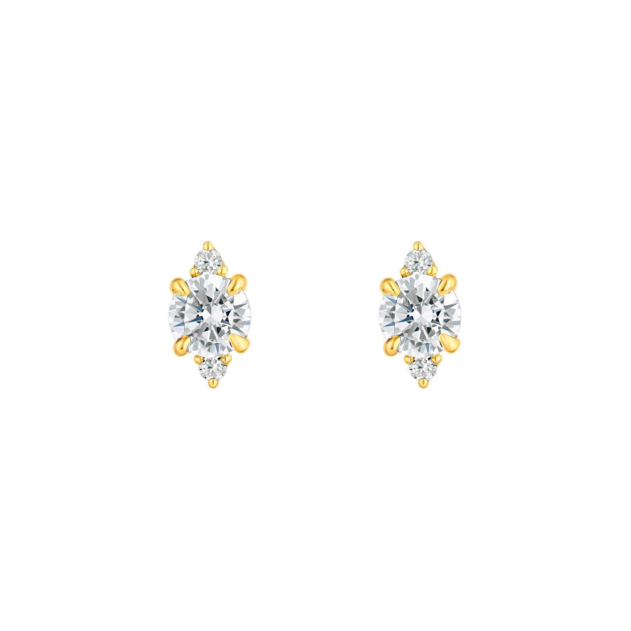 Birmingham Jewelry - 14K Gold Three Stone Round Diamond Earrings - Birmingham Jewelry
