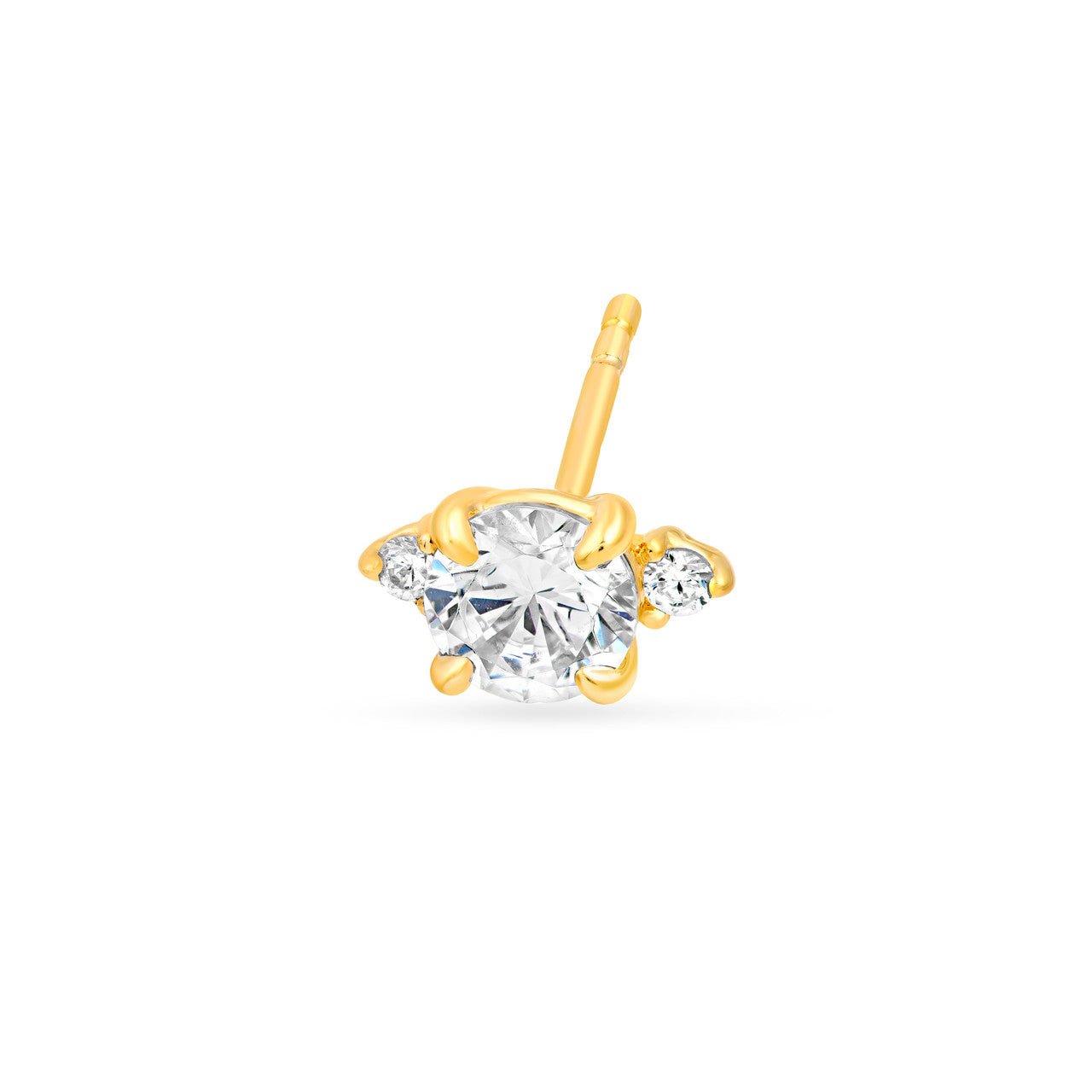 Birmingham Jewelry - 14K Gold Three Stone Round Diamond Earrings - Birmingham Jewelry