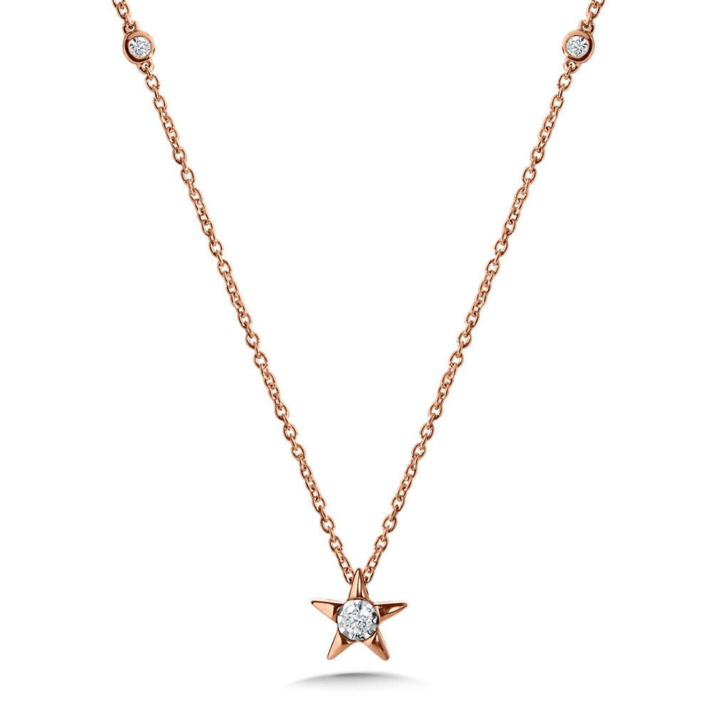Birmingham Jewelry - 14K Rose Gold Star - Shaped Diamond Star Necklace - Birmingham Jewelry