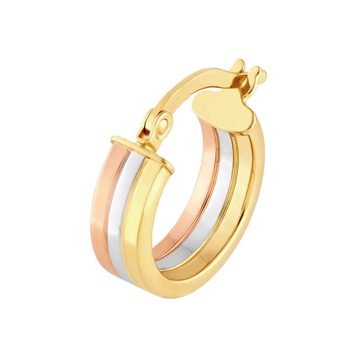 Birmingham Jewelry - 14K Tri Color Gold 10.00mm Round Hoop Earring - Birmingham Jewelry