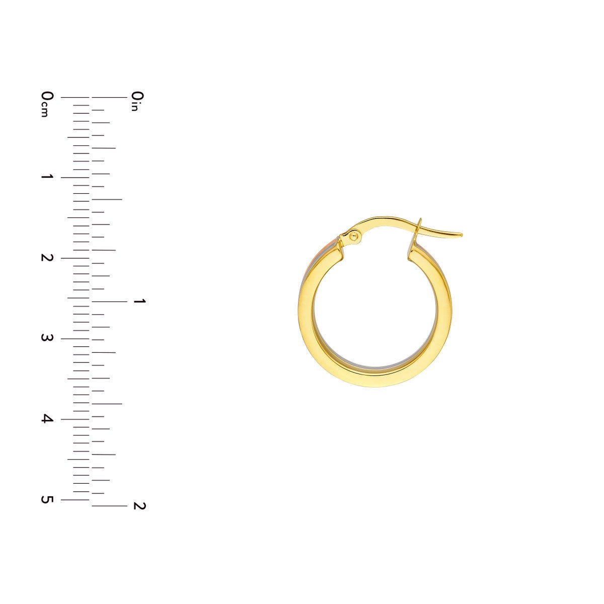 Birmingham Jewelry - 14K Tri Color Gold 15.00mm Round Hoop Earring - Birmingham Jewelry