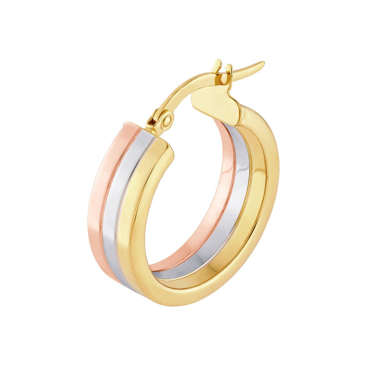 Birmingham Jewelry - 14K Tri Color Gold 15.00mm Round Hoop Earring - Birmingham Jewelry