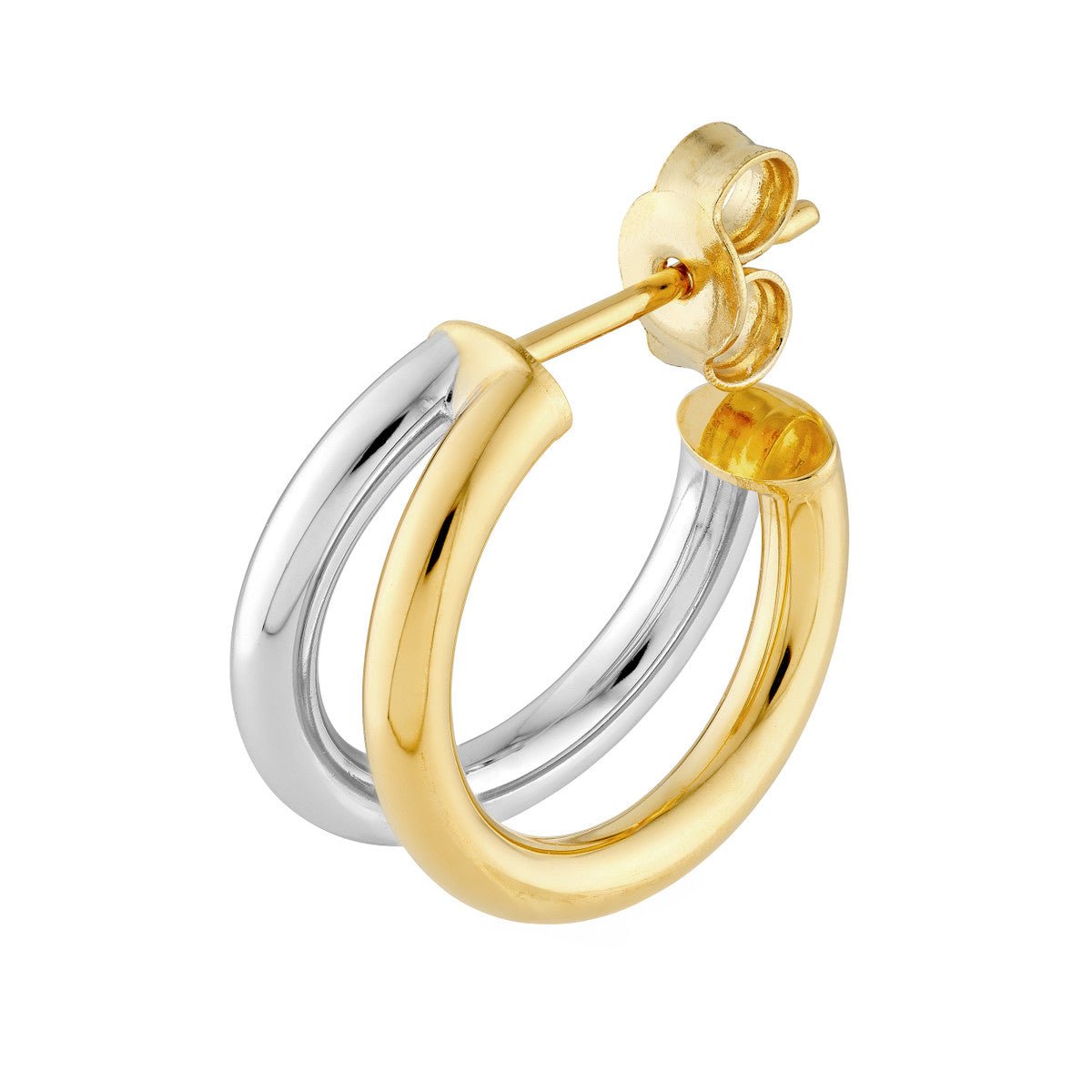 14K Two-Tone Gold 10.00mm Double Open Hoop Earrings Birmingham Jewelry Earrings Birmingham Jewelry 