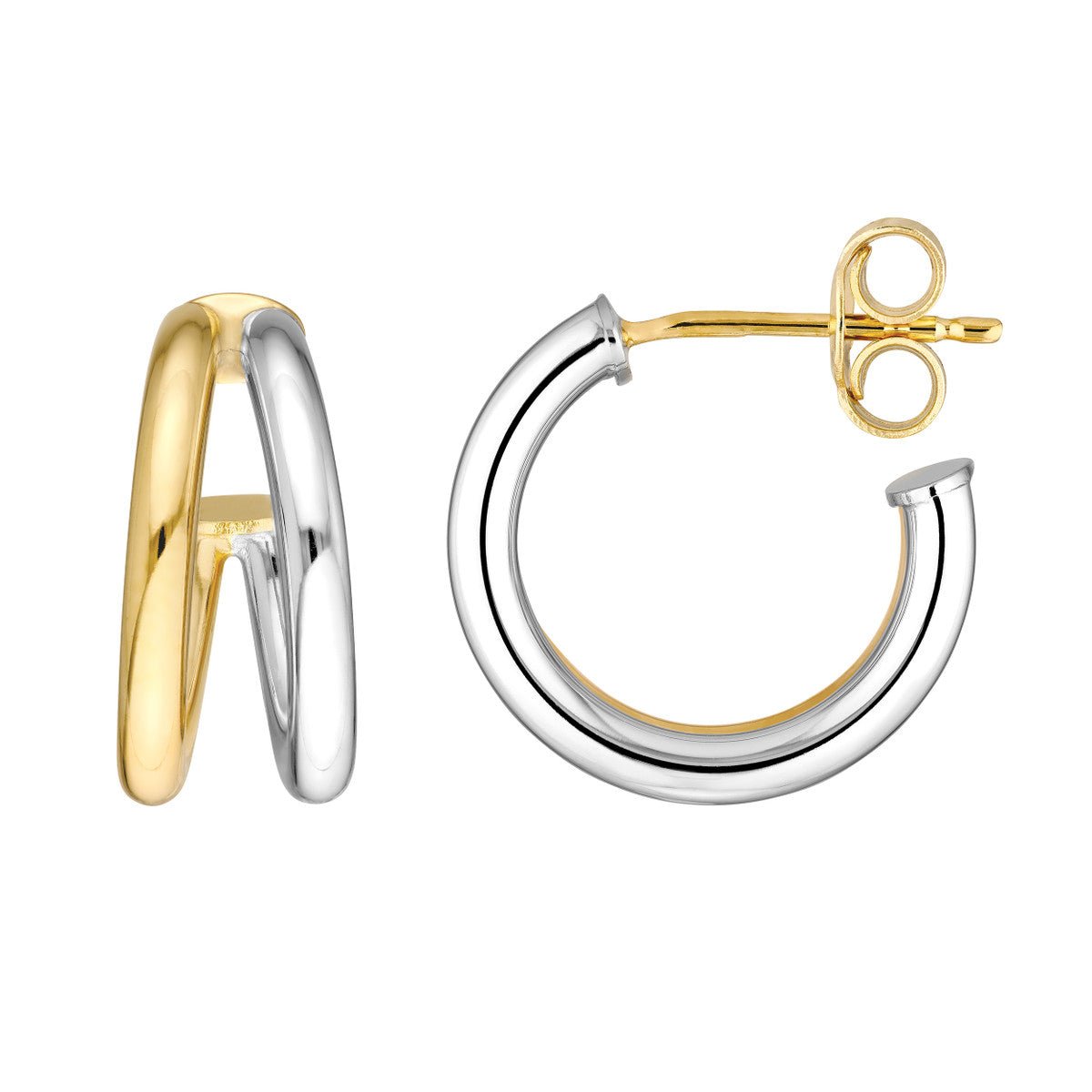 14K Two-Tone Gold 10.00mm Double Open Hoop Earrings Birmingham Jewelry Earrings Birmingham Jewelry 