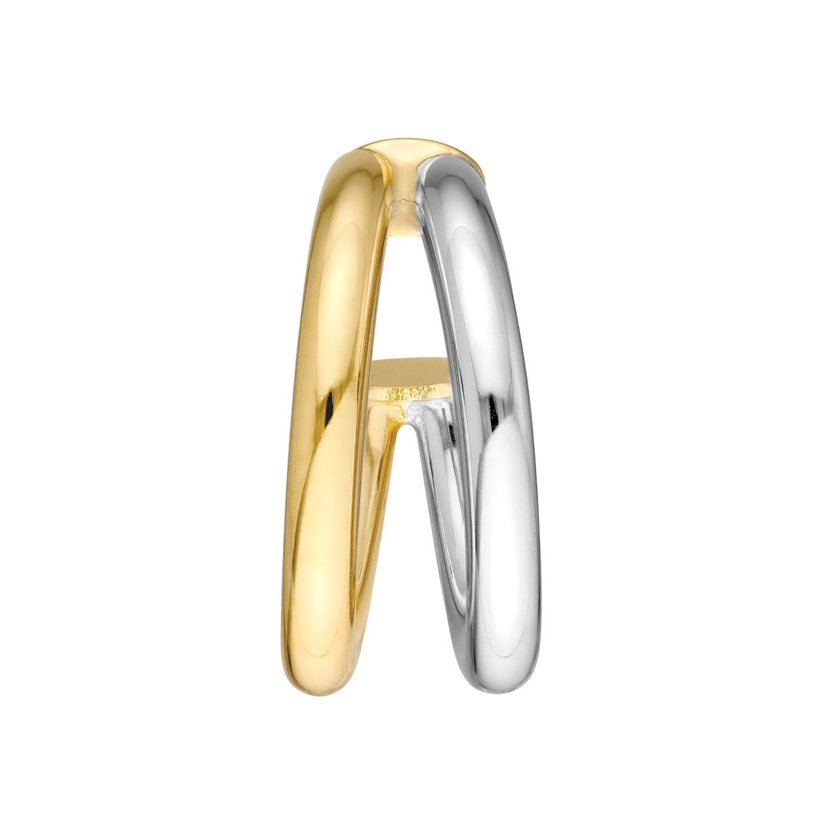 14K Two-Tone Gold 10.00mm Double Open Hoop Earrings Birmingham Jewelry Earrings Birmingham Jewelry 