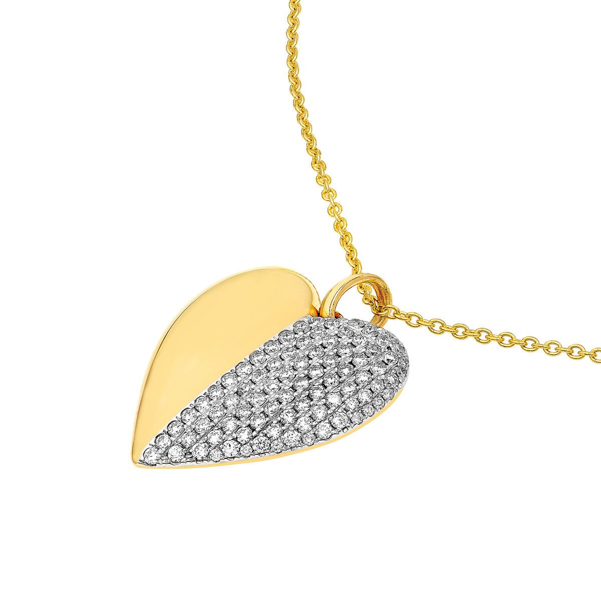 14K Two-Tone Gold 50/50 Diamond Heart Pendant Birmingham Jewelry Pendant Birmingham Jewelry 