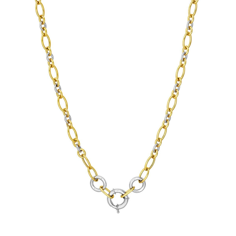 Birmingham Jewelry - 14K Two Tone Gold Alternate Oval Link Necklace - Birmingham Jewelry