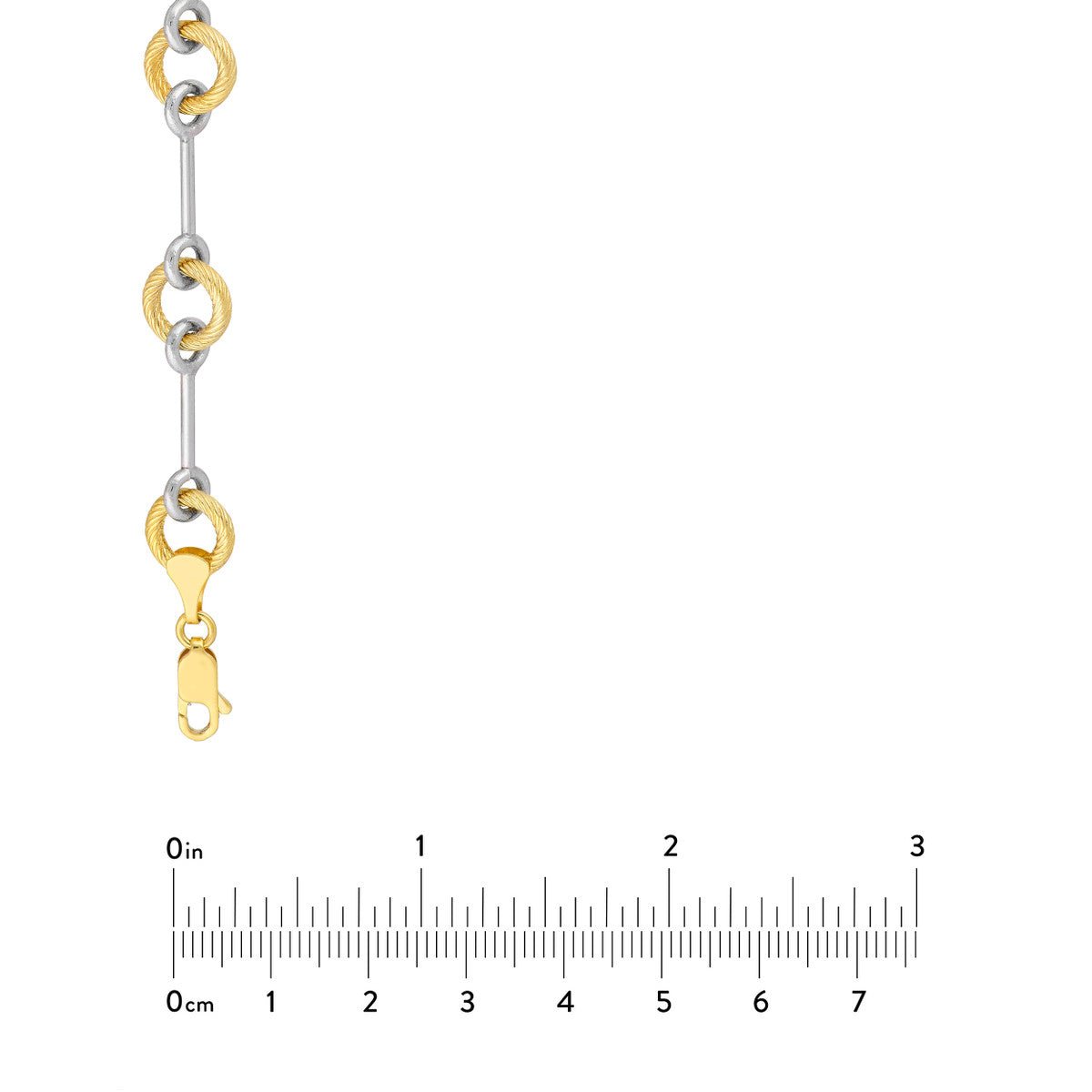 14K Two-Tone Gold Alternating Textured Link Necklace Birmingham Jewelry Necklace Birmingham Jewelry 