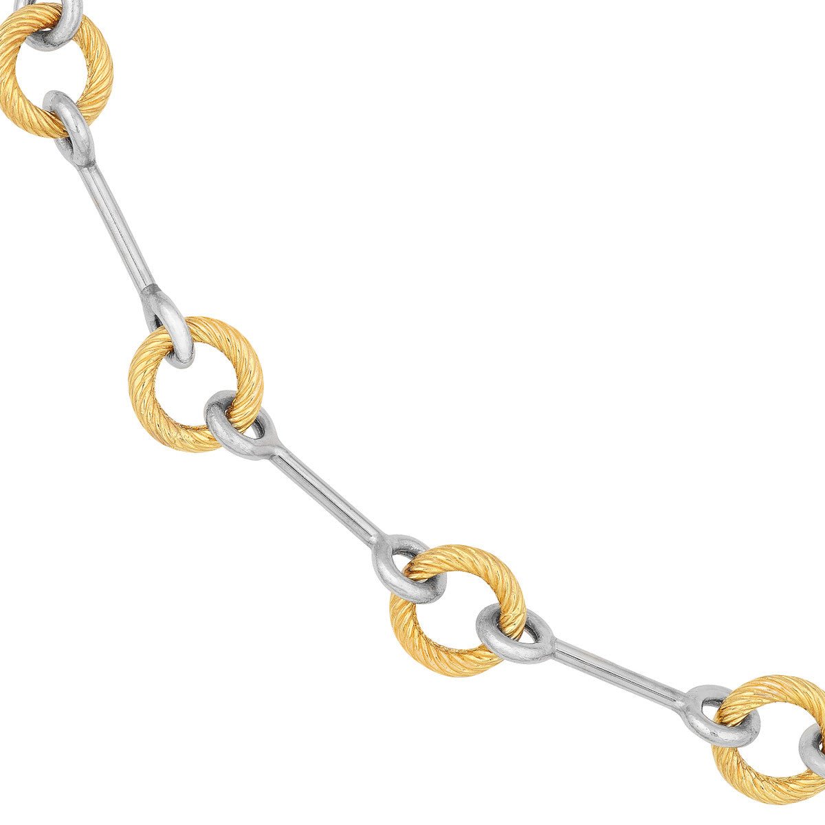 14K Two-Tone Gold Alternating Textured Link Necklace Birmingham Jewelry Necklace Birmingham Jewelry 