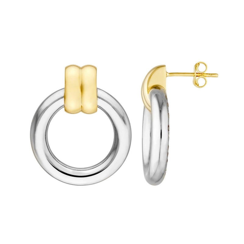 Birmingham Jewelry - 14K Two - Tone Gold Dangle Hoop Earrings - Birmingham Jewelry