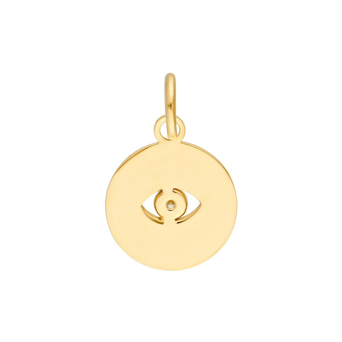 Birmingham Jewelry - 14K Two Tone Gold Diamond Fluted Evil Eye Charm - Birmingham Jewelry