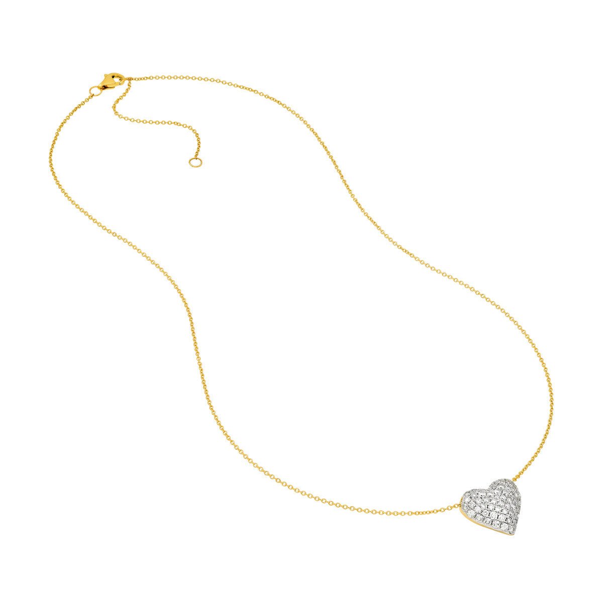Birmingham Jewelry - 14K Two Tone Gold Diamond Pave Heart Necklace (1.00tcw) - Birmingham Jewelry
