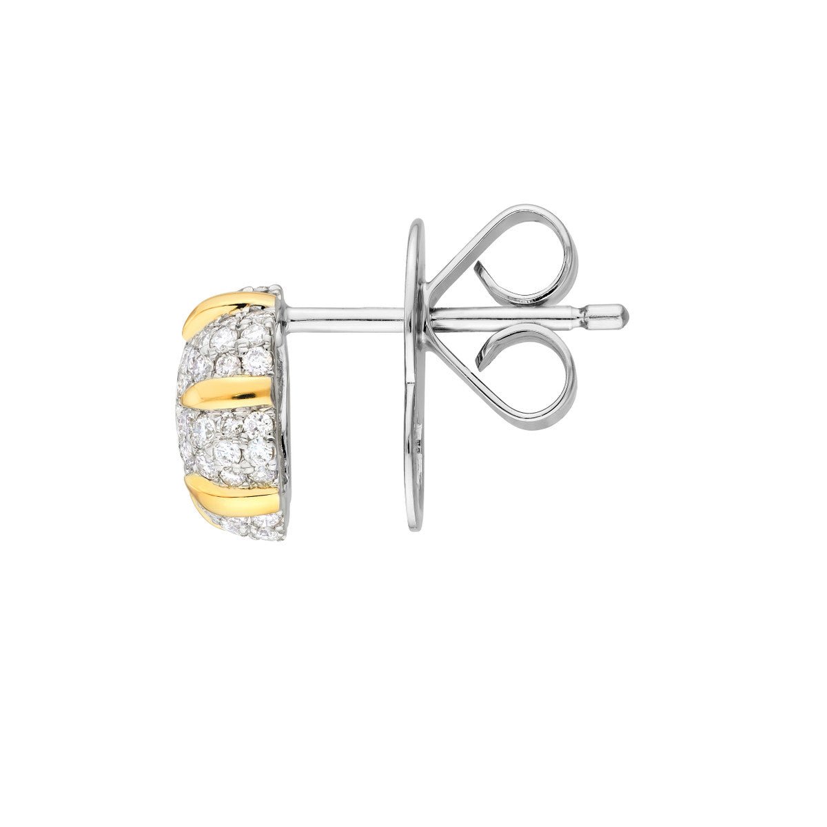 Birmingham Jewelry - 14K Two - Tone Gold Diamond Pave Heart Stud Earrings (1/2tcw) - Birmingham Jewelry
