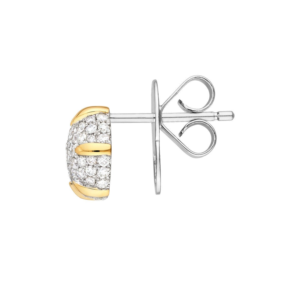 14K Two-Tone Gold Diamond Pave Round Stud Earrings (1/2tcw) Birmingham Jewelry Earrings Birmingham Jewelry 