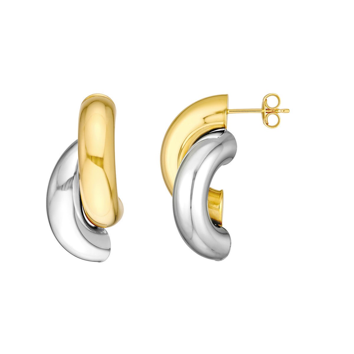 14K Two-Tone Gold Double Half Circle Earrings Birmingham Jewelry Earrings Birmingham Jewelry 