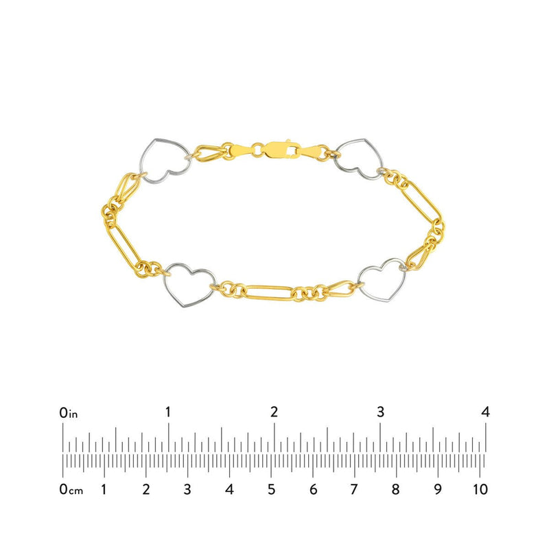 Birmingham Jewelry - 14K Two Tone Gold Heart and Link Station Bracelet - Birmingham Jewelry