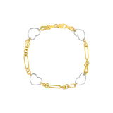 Birmingham Jewelry - 14K Two Tone Gold Heart and Link Station Bracelet - Birmingham Jewelry