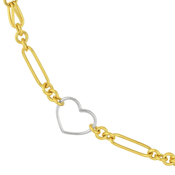 Birmingham Jewelry - 14K Two Tone Gold Heart and Link Station Necklace - Birmingham Jewelry