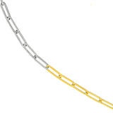 Birmingham Jewelry - 14K Two Tone Gold Hollow 50/50 Paperclip Necklace - Birmingham Jewelry