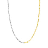 Birmingham Jewelry - 14K Two Tone Gold Hollow 50/50 Paperclip Necklace - Birmingham Jewelry