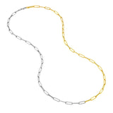 Birmingham Jewelry - 14K Two Tone Gold Hollow 50/50 Paperclip Necklace - Birmingham Jewelry