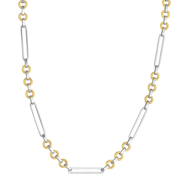 Birmingham Jewelry - 14K Two Tone Gold Oval Link With Rolo Link Necklace - Birmingham Jewelry