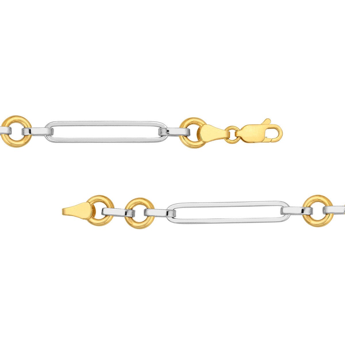 Birmingham Jewelry - 14K Two Tone Gold Oval Link With Rolo Link Necklace - Birmingham Jewelry