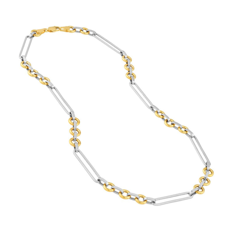 Birmingham Jewelry - 14K Two Tone Gold Oval Link With Rolo Link Necklace - Birmingham Jewelry