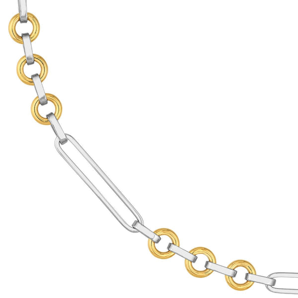 Birmingham Jewelry - 14K Two Tone Gold Oval Link With Rolo Link Necklace - Birmingham Jewelry