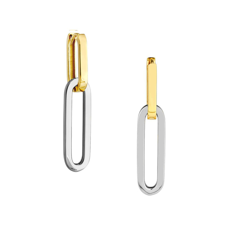 Birmingham Jewelry - 14K Two-Tone Gold Paperclip Hoop Earrings - Birmingham Jewelry