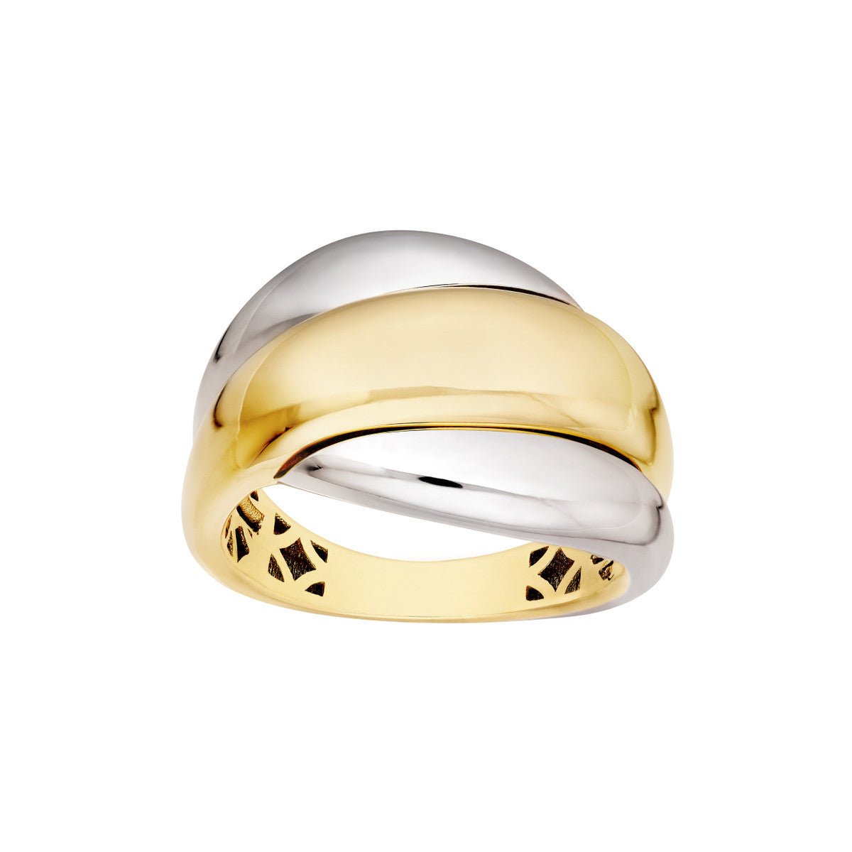 Birmingham Jewelry - 14K Two Tone Gold Polished Rolling Twist Ring - Birmingham Jewelry