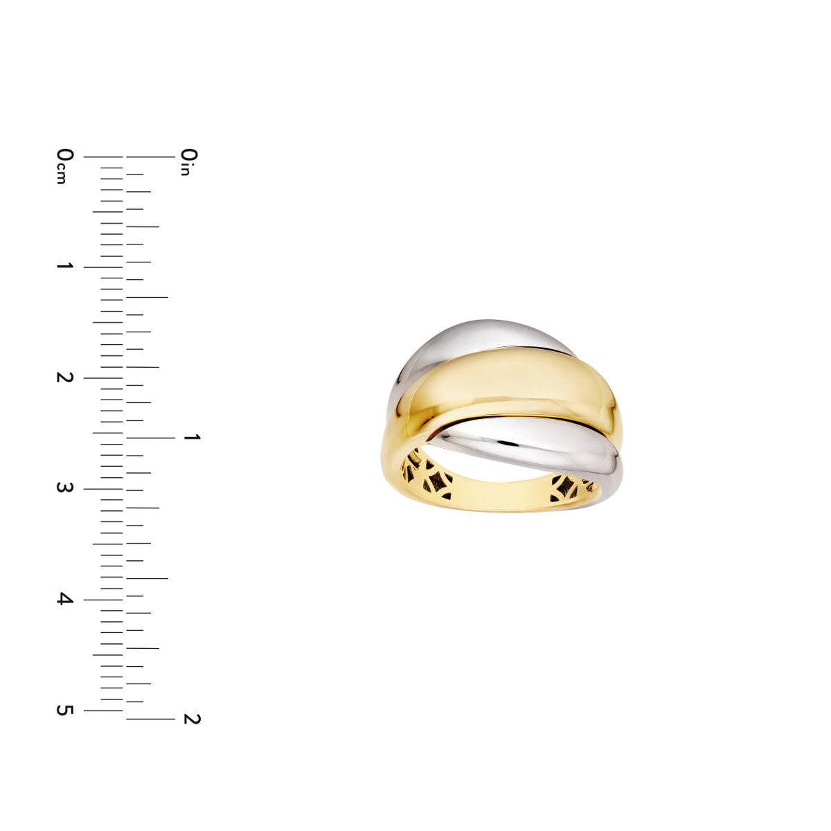 Birmingham Jewelry - 14K Two Tone Gold Polished Rolling Twist Ring - Birmingham Jewelry