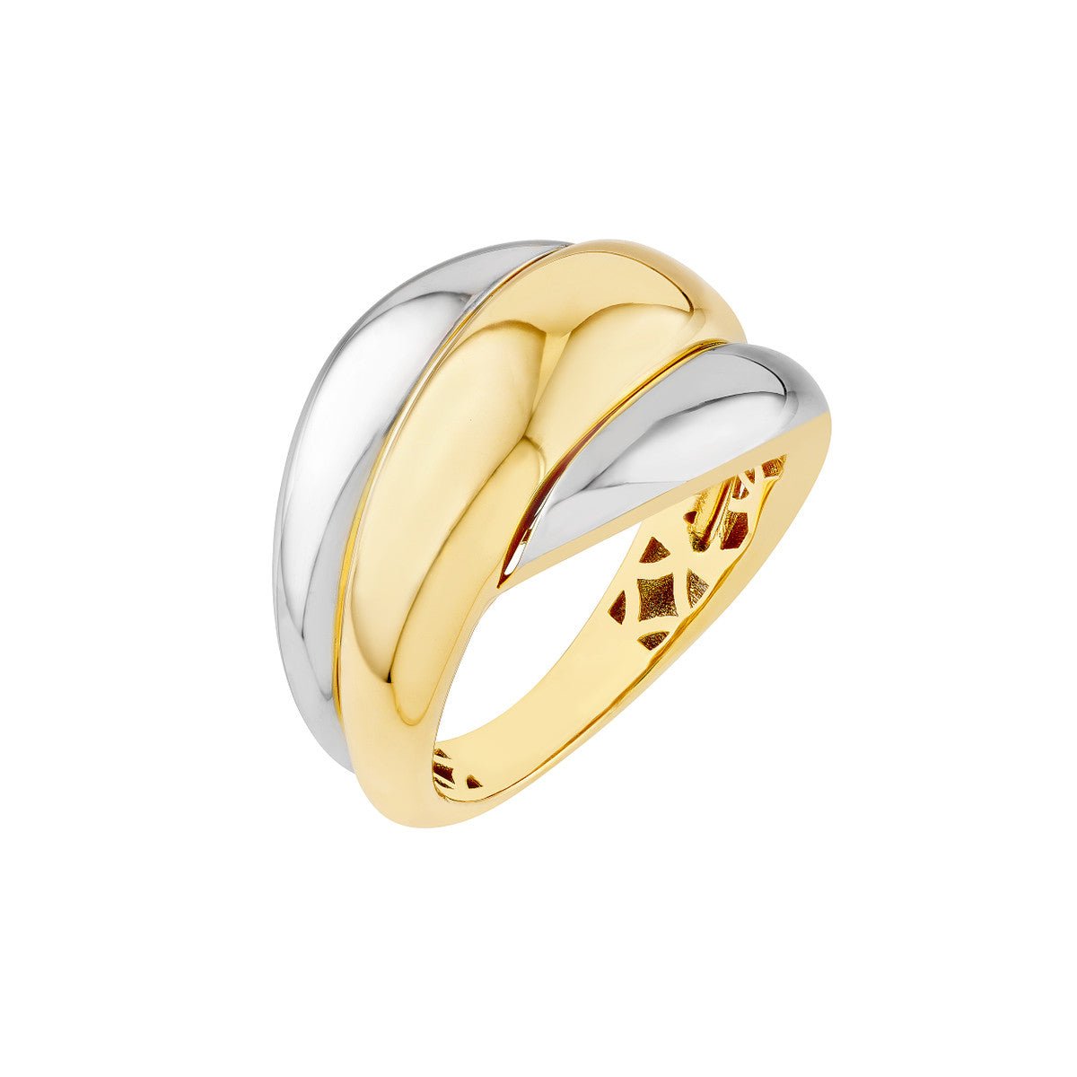 Birmingham Jewelry - 14K Two Tone Gold Polished Rolling Twist Ring - Birmingham Jewelry