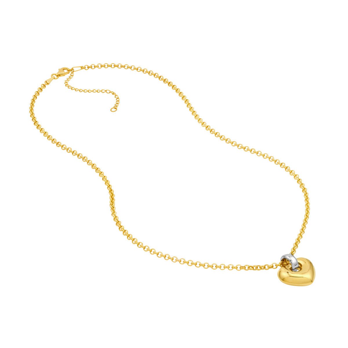 14K Two Tone Gold Puff Heart Pendant Necklace Birmingham Jewelry Necklace Birmingham Jewelry 
