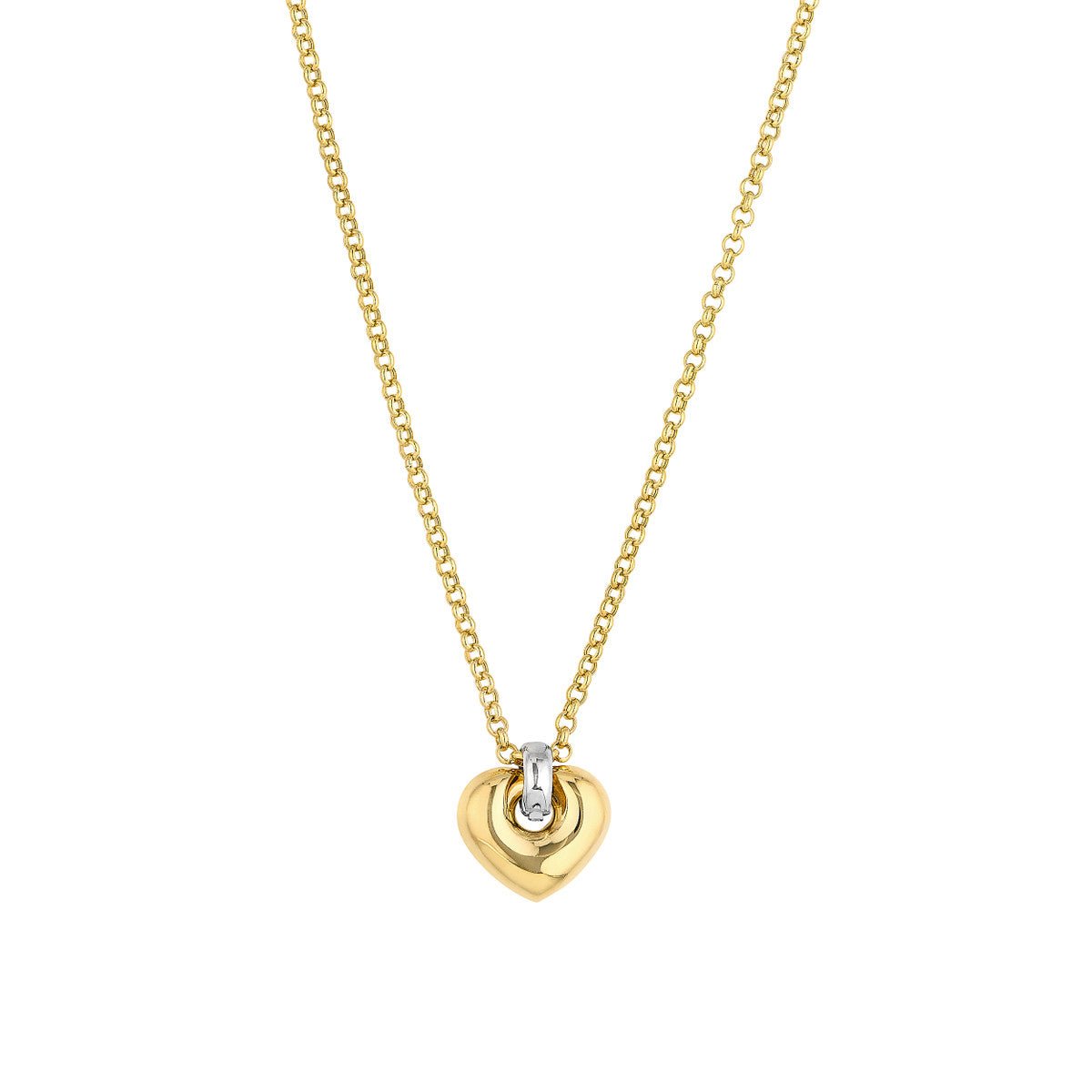 14K Two Tone Gold Puff Heart Pendant Necklace Birmingham Jewelry Necklace Birmingham Jewelry 