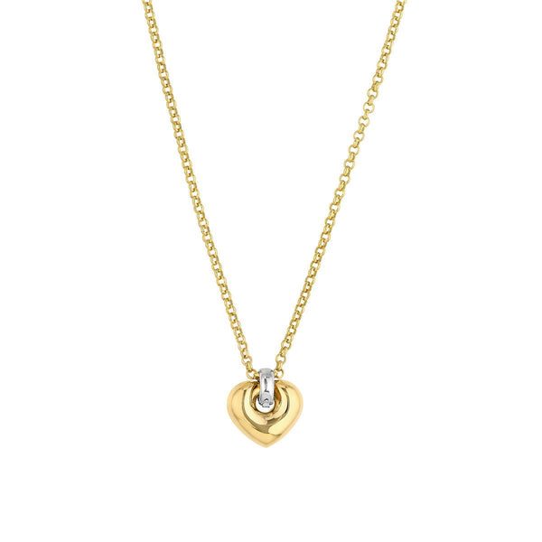 Birmingham Jewelry - 14K Two Tone Gold Puff Heart Pendant Necklace - Birmingham Jewelry