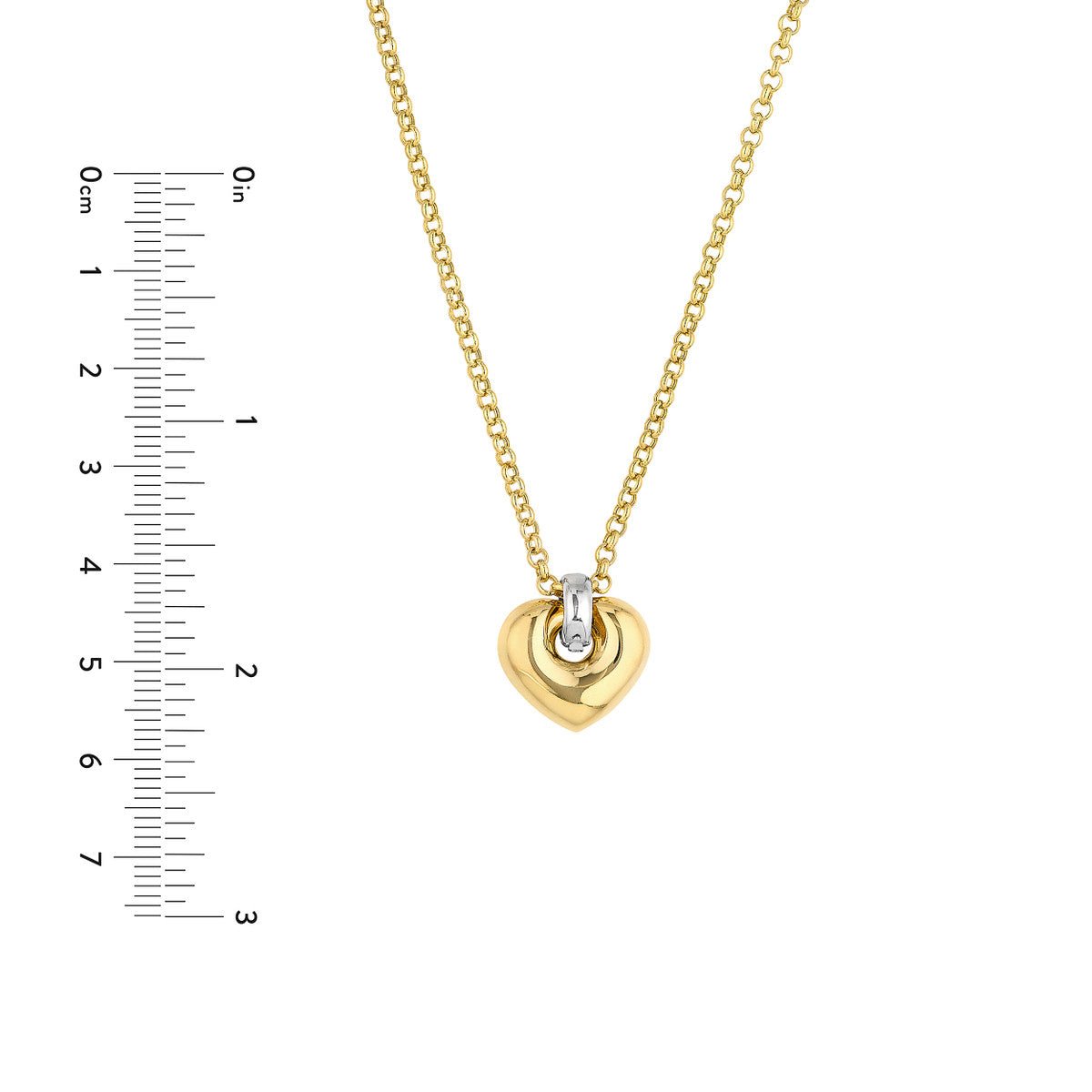 14K Two Tone Gold Puff Heart Pendant Necklace Birmingham Jewelry Necklace Birmingham Jewelry 