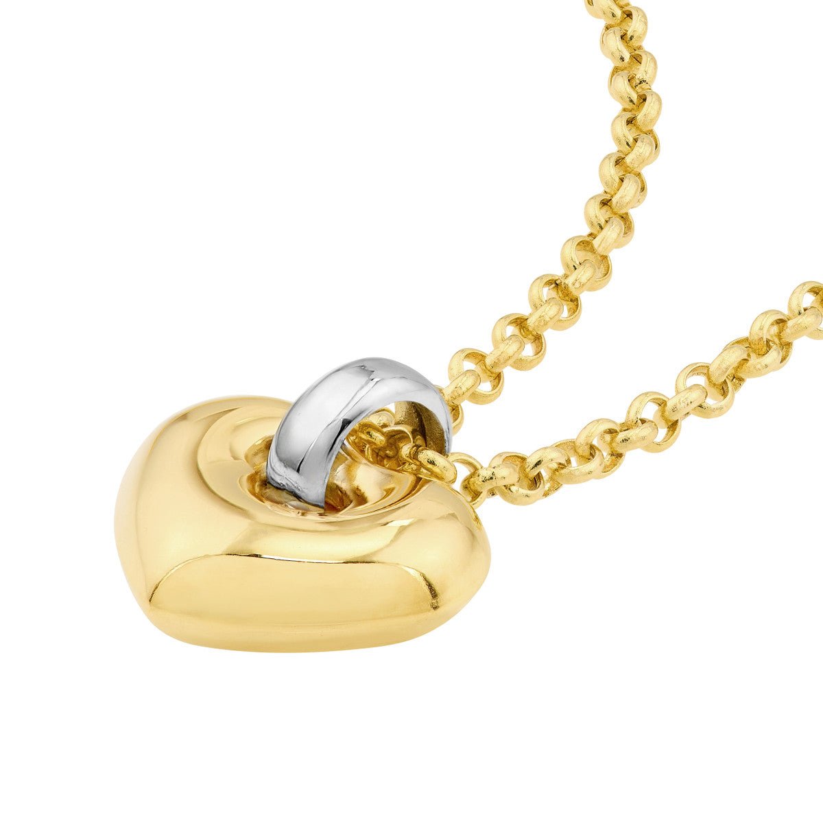 14K Two Tone Gold Puff Heart Pendant Necklace Birmingham Jewelry Necklace Birmingham Jewelry 